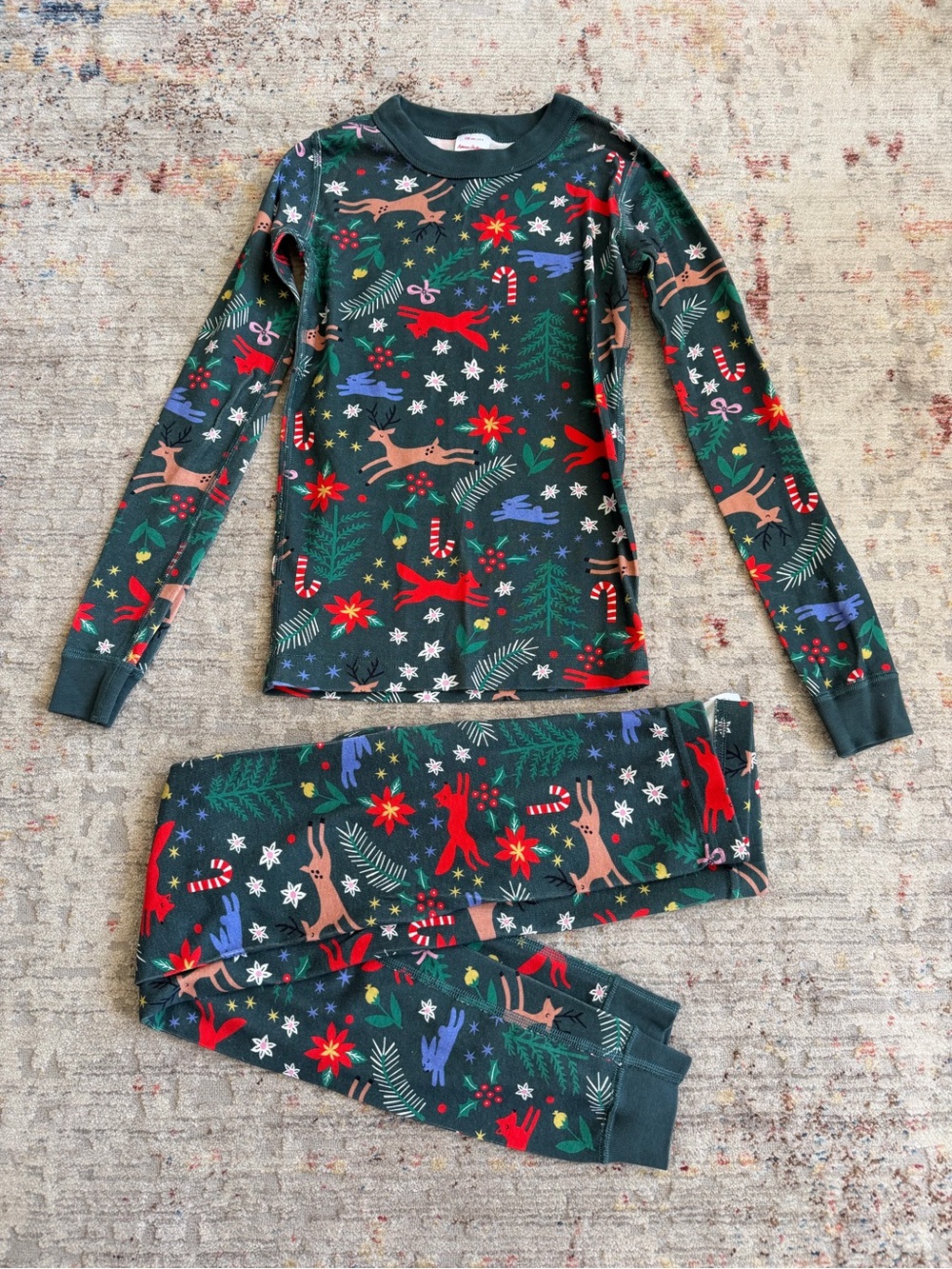 Hanna Andersson Christmas Pajama Set Size 8 Holiday Animals Reindeer